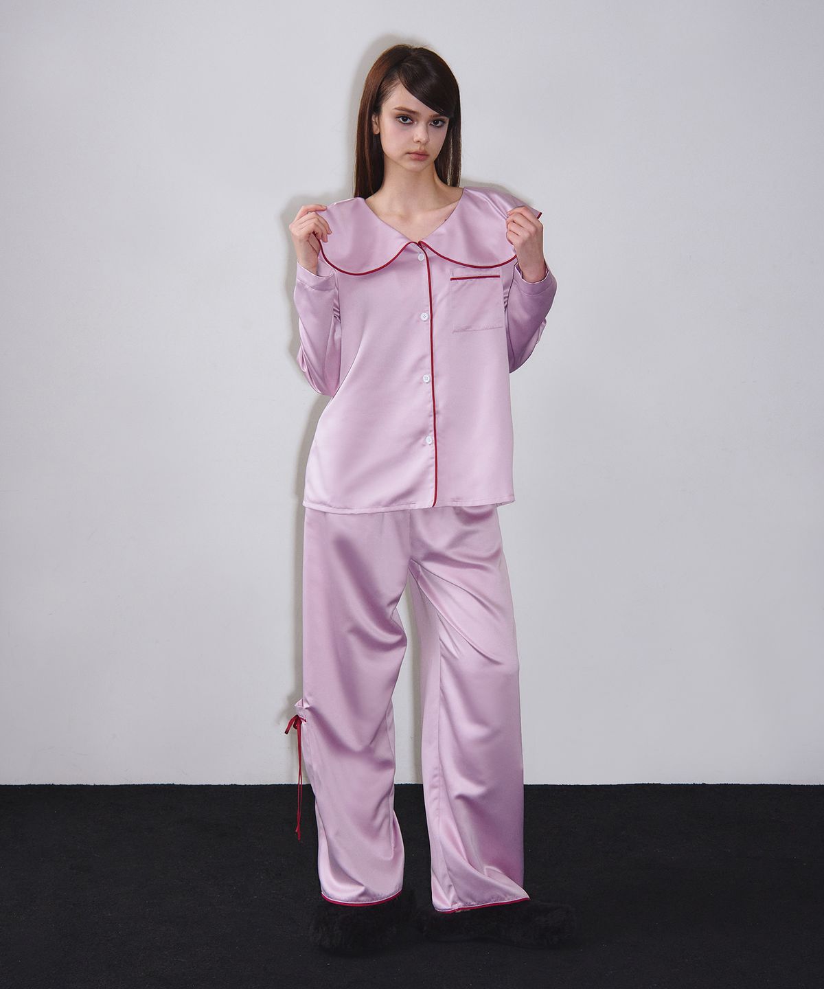 비나제이(VINAJ) 러플 카라 파자마셔츠 (Pink)