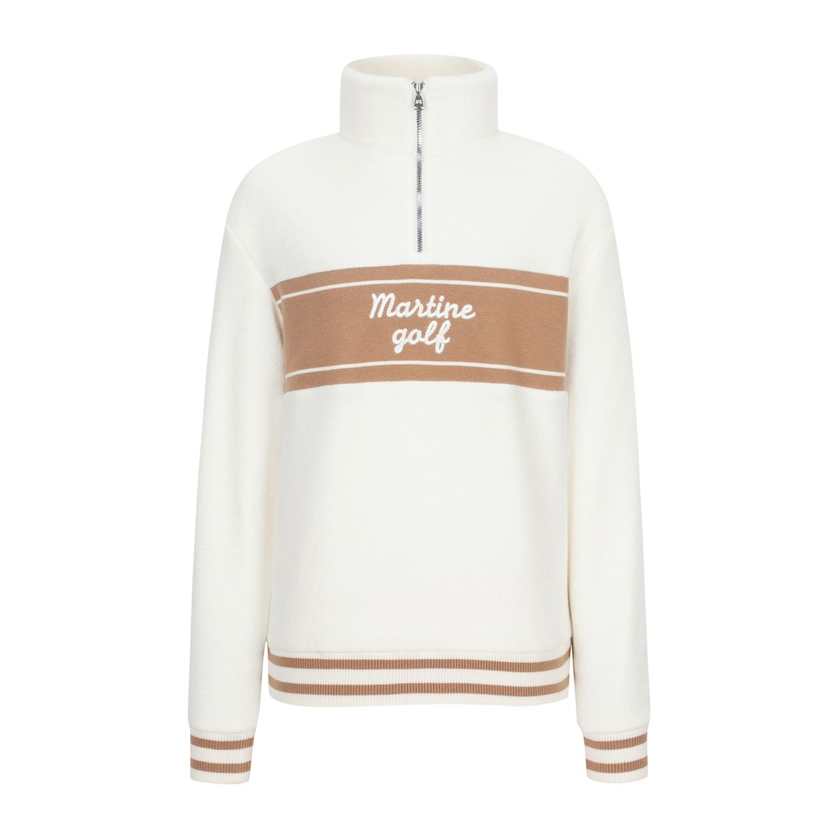 마틴골프(MARTINE GOLF) Logo Jacquard Fur Knit_OFF-WHITE