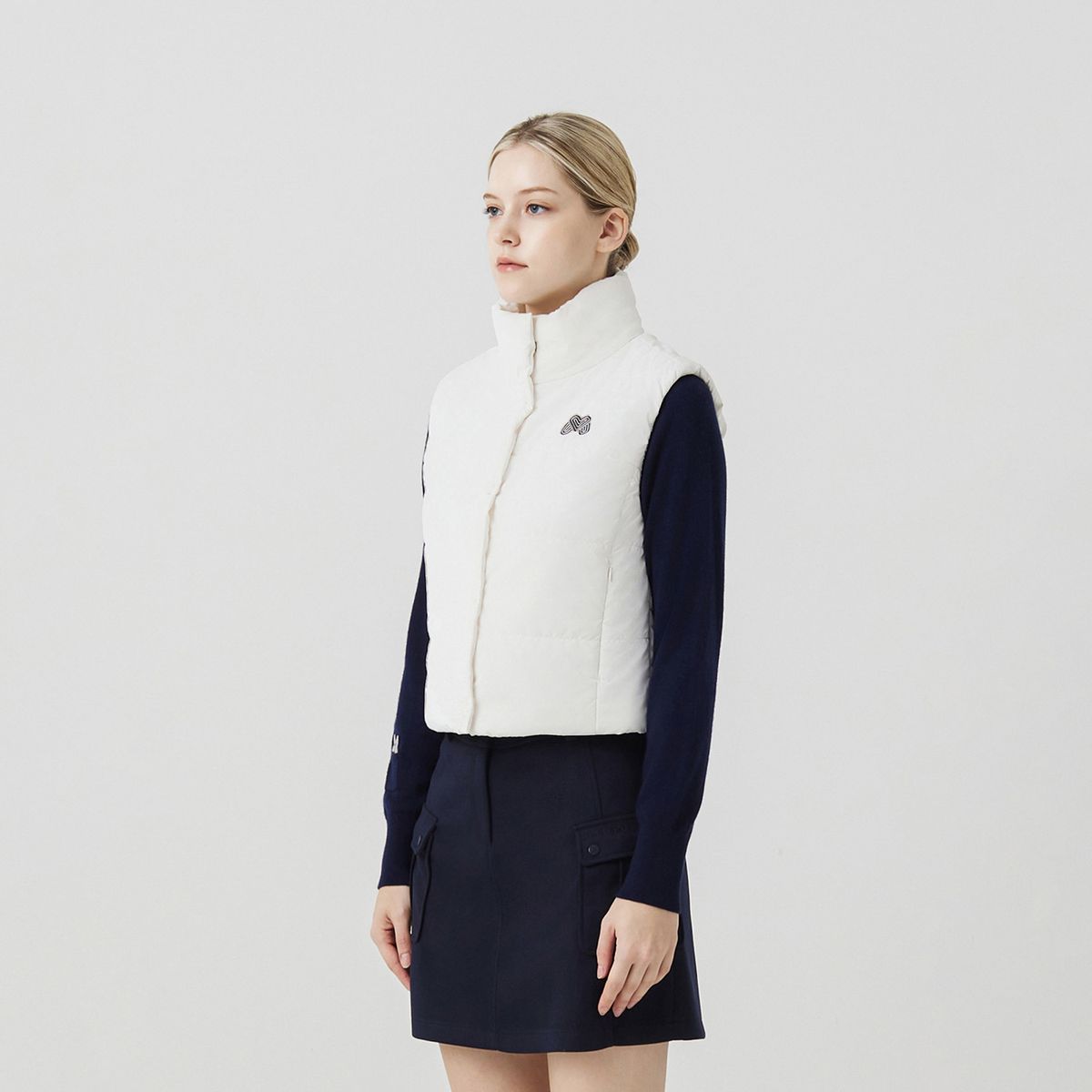 마틴골프(MARTINE GOLF) Boucle Crop Padding Vest_IVORY