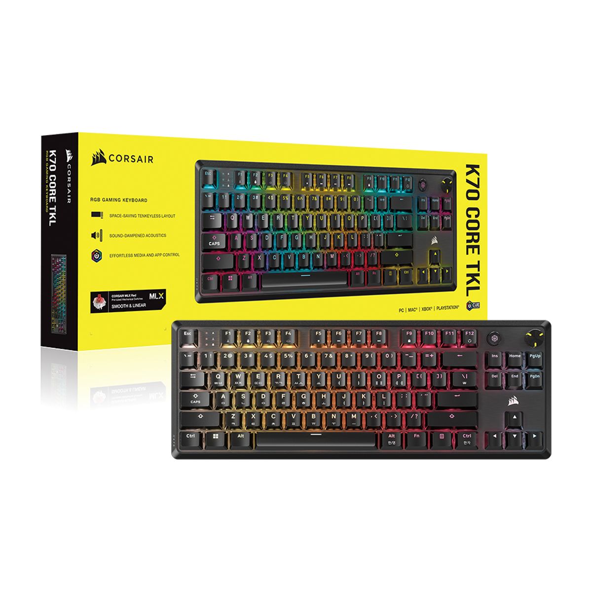 커세어(CORSAIR) K70 RGB CORE TKL 텐키리스 게이밍 기계식 키보드 적축