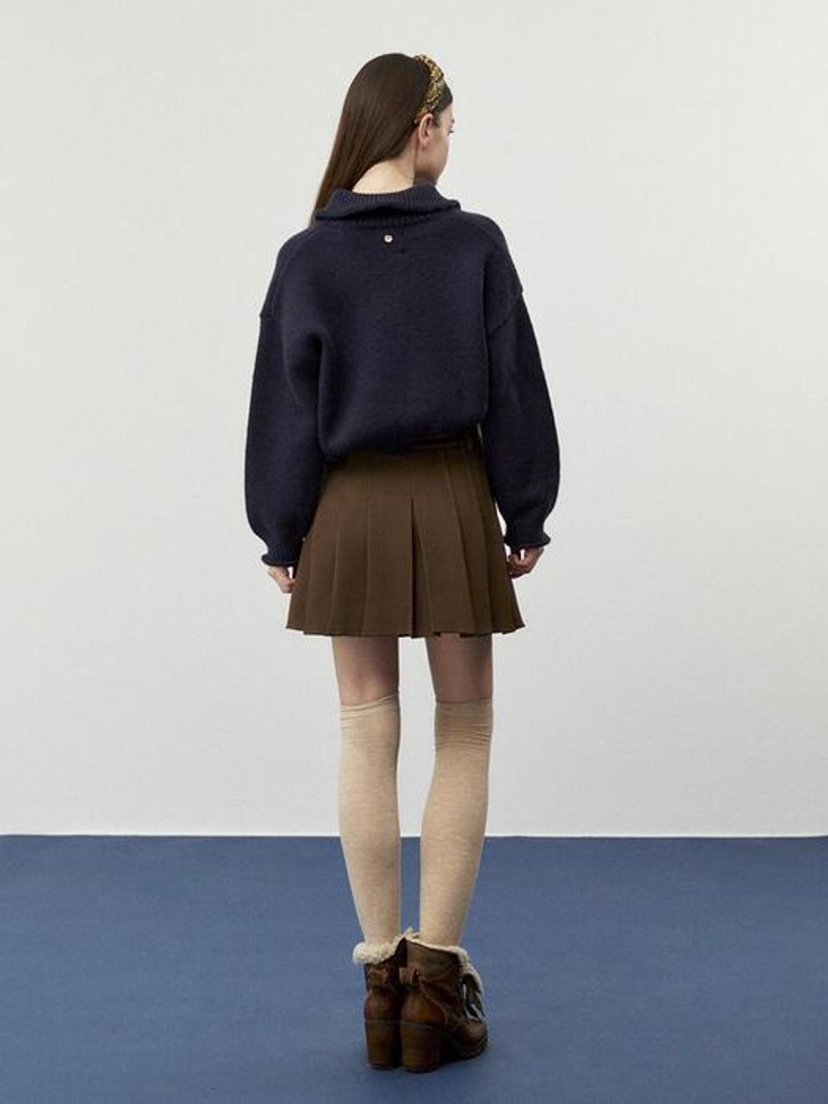 쿨키튼(KOOLKITTEN) Bold Buttons Collar Knit Cardigan (NAVY)