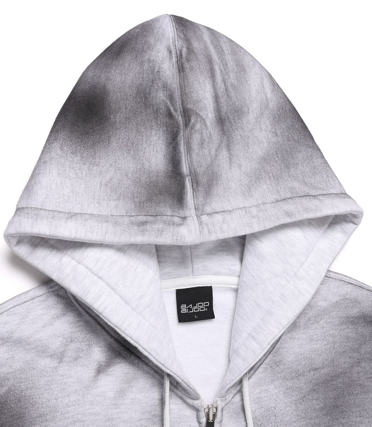 바쥬비쥬(BAJOO BIJOO) LOGO SPRAY WASHING HOOD ZIP UP [MELANGE GREY]