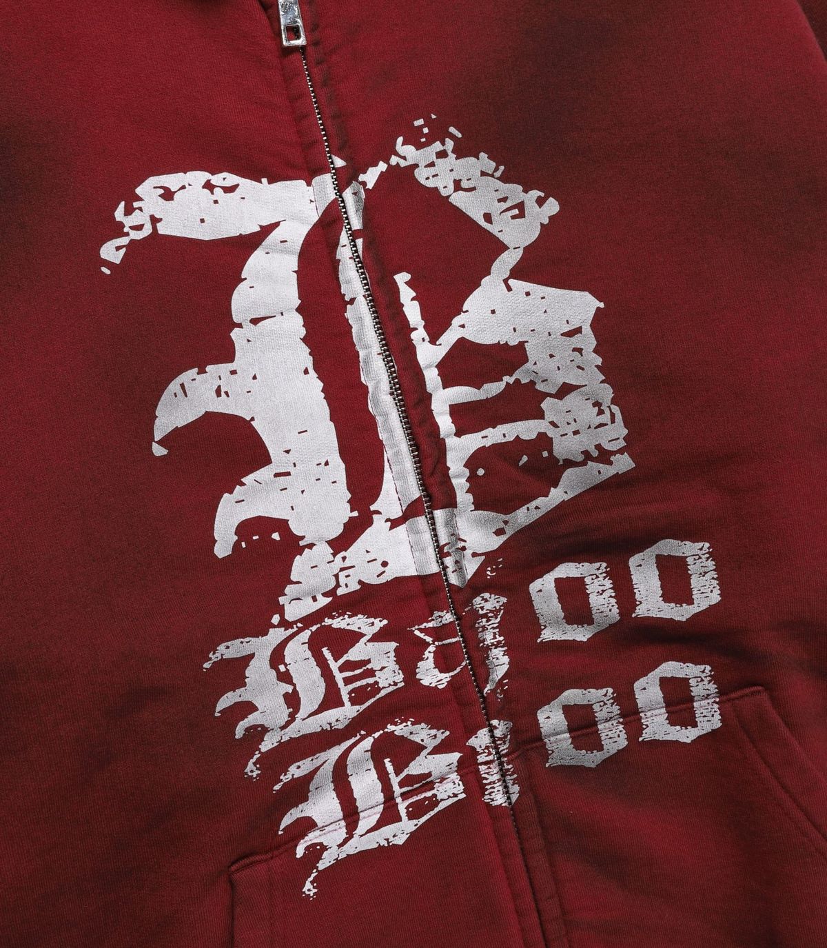 바쥬비쥬(BAJOO BIJOO) LOGO SPRAY WASHING HOOD ZIP UP [BRICK RED]