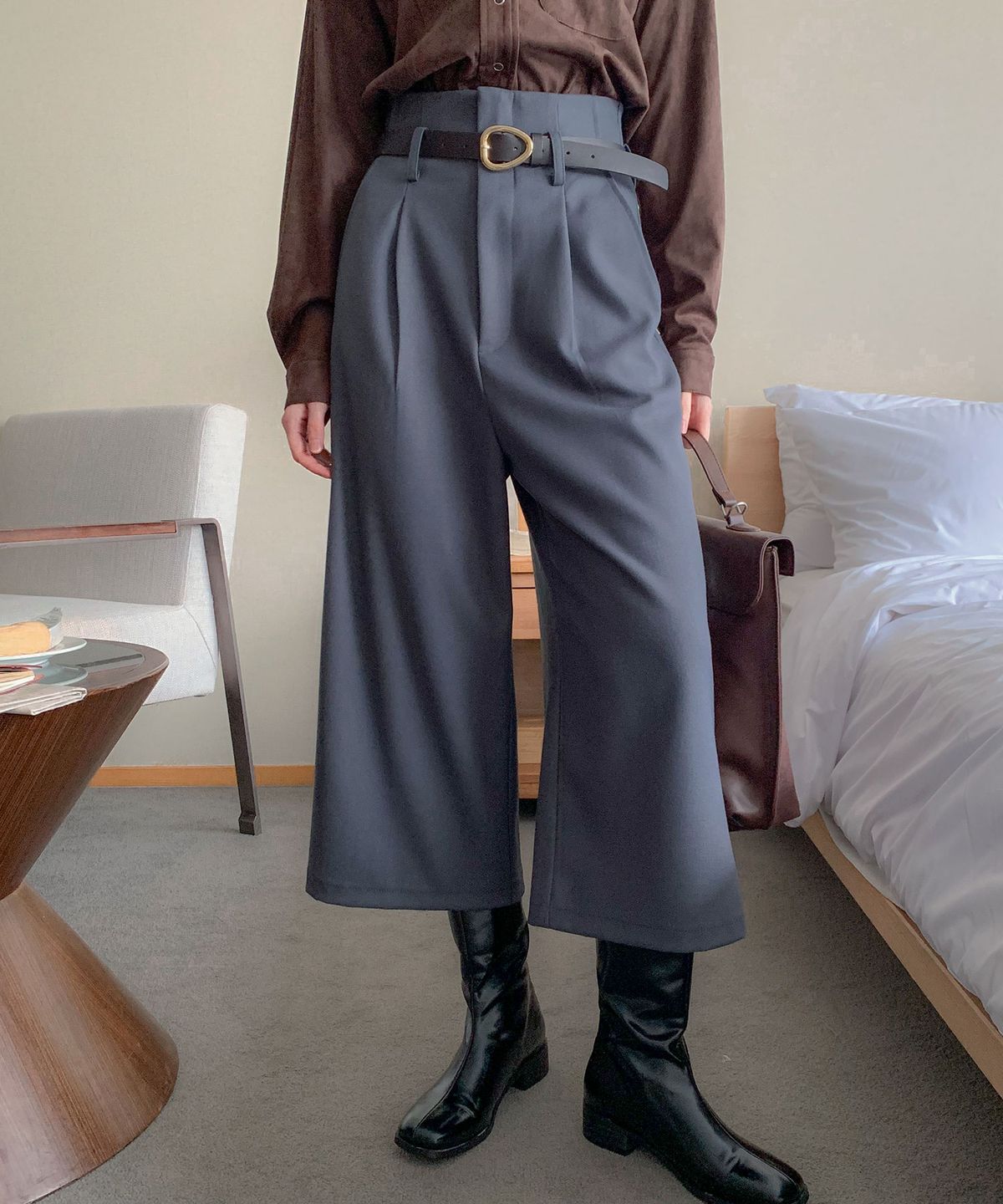 바스카라(VASCARA) Bermuda Pintuck Cropped Pants (3colors)