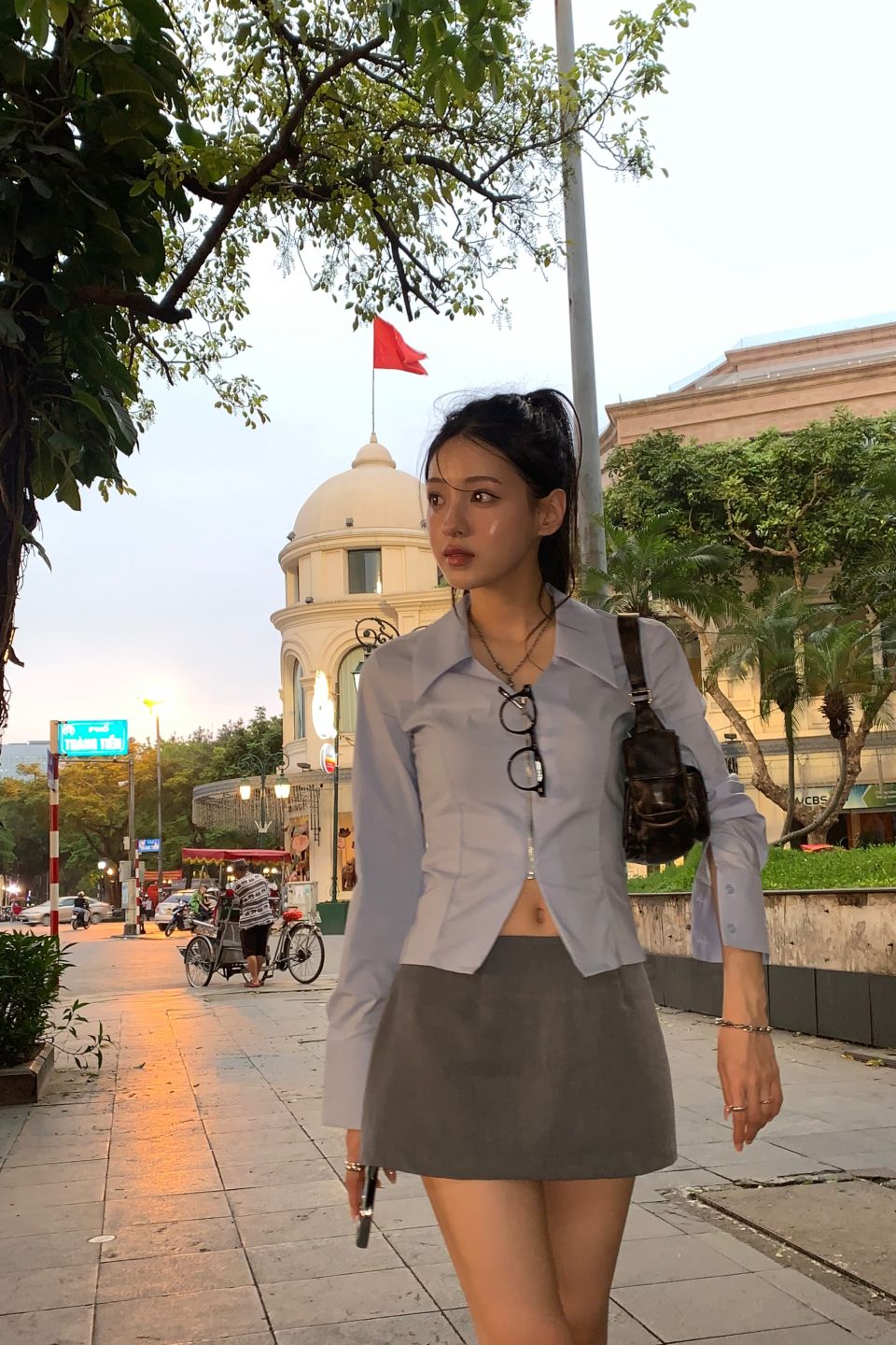 MUSINSA | KHAKIPOINT V Zip-up Shirts (blue)