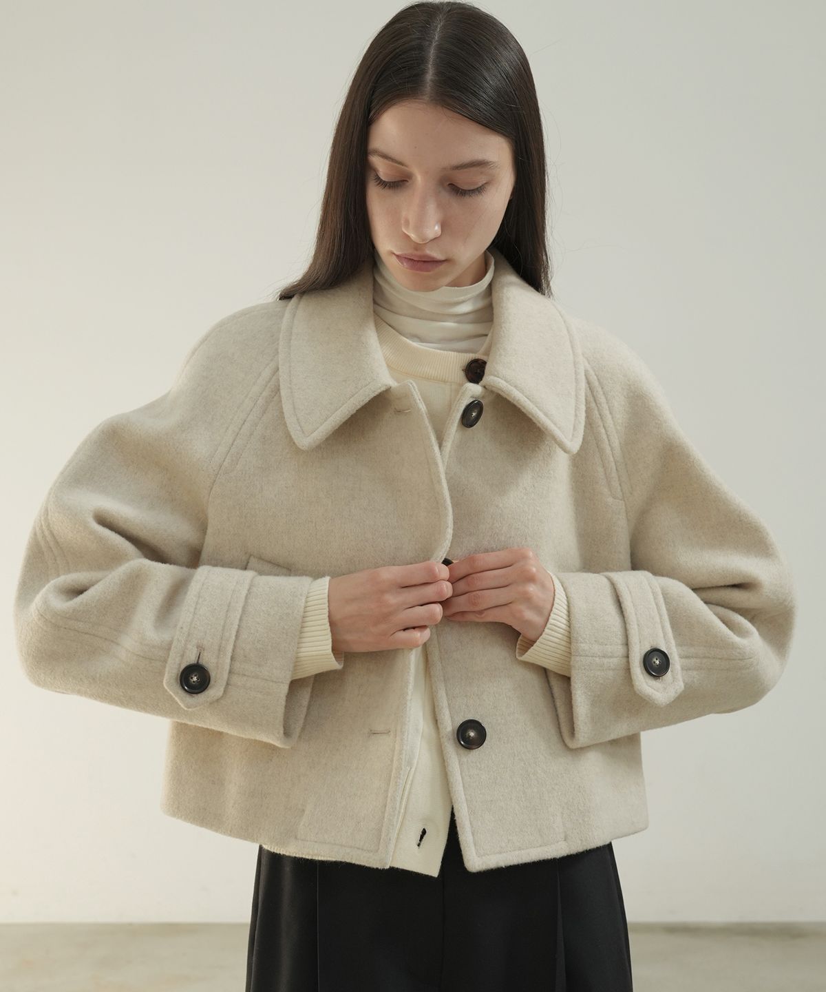 폴앤앨리스(PAUL&ALICE) RAGLAN SHORT WOOL COAT / OATMEAL