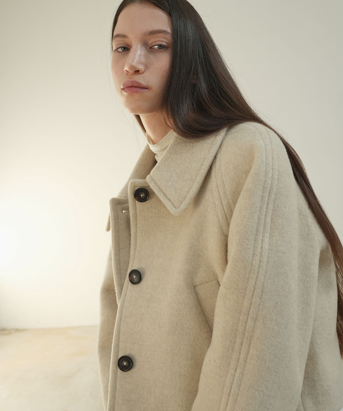 폴앤앨리스(PAUL&ALICE) RAGLAN SHORT WOOL COAT / OATMEAL