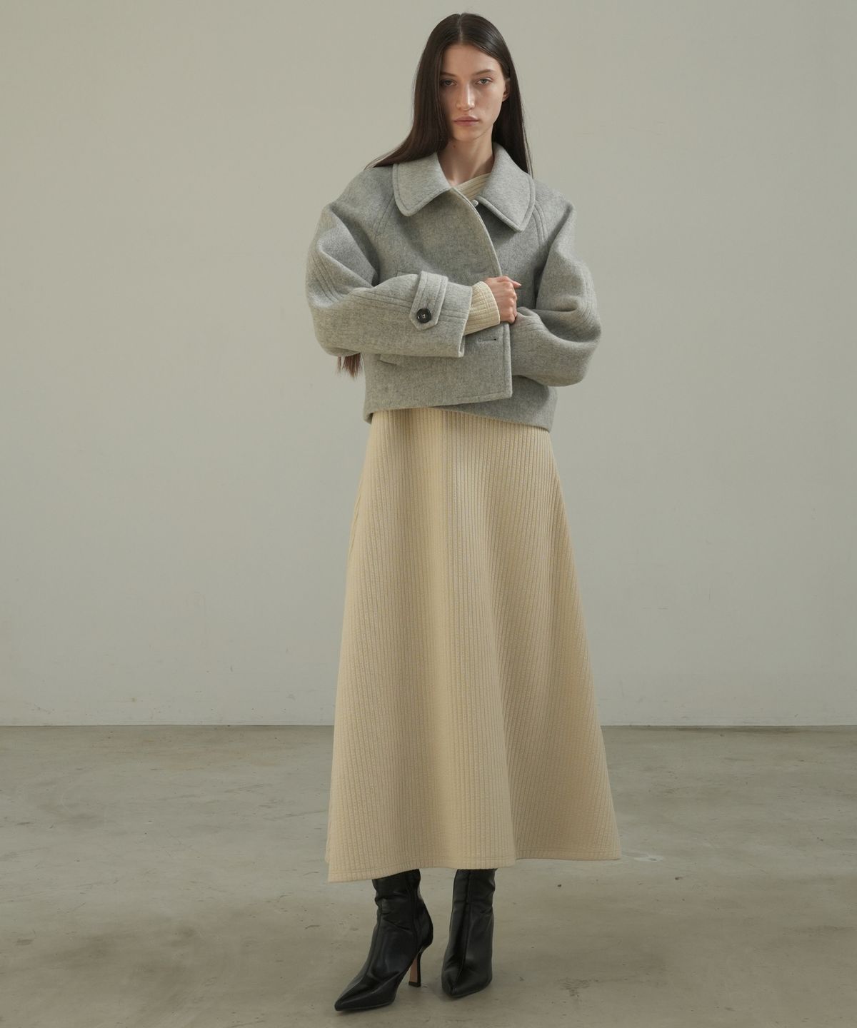 폴앤앨리스(PAUL&ALICE) RAGLAN SHORT WOOL COAT / GREY