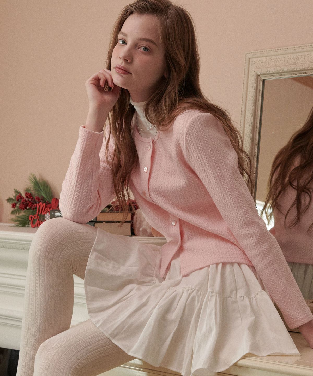 루루슈(LULUCHOU) Twist Cardigan - ROMANTIC PINK
