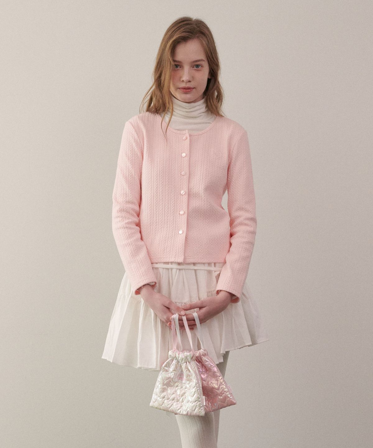 루루슈(LULUCHOU) Twist Cardigan - ROMANTIC PINK