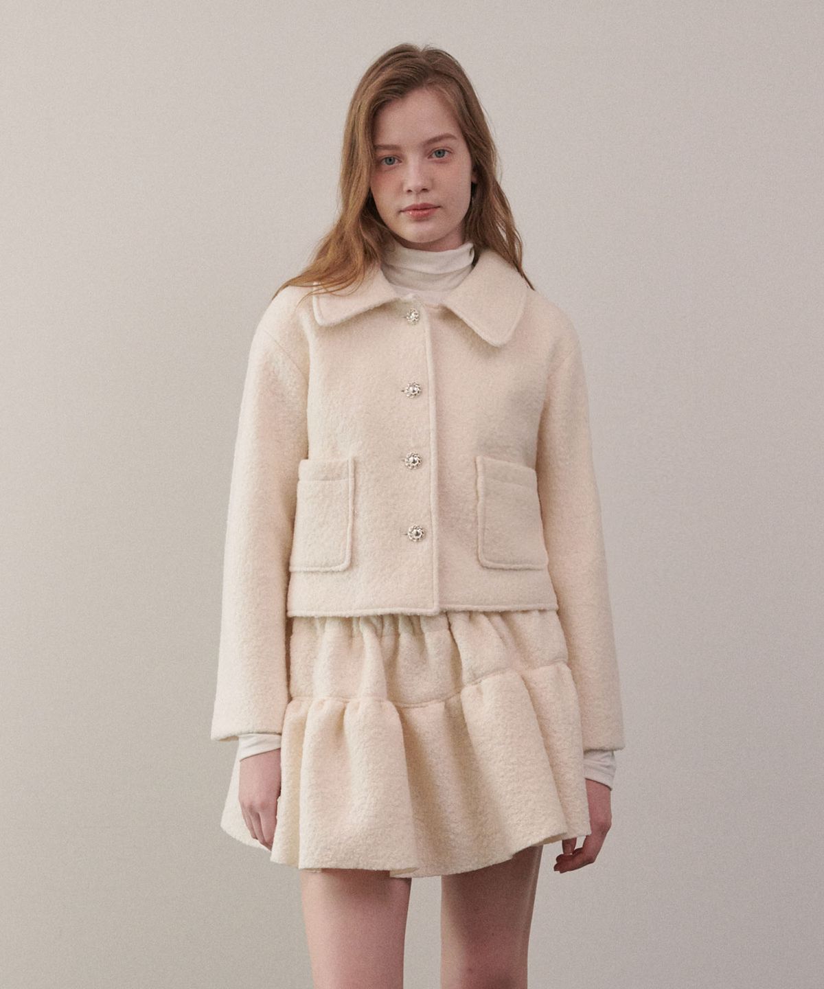 루루슈(LULUCHOU) Cozy Wool Crop Jacket - IVORY