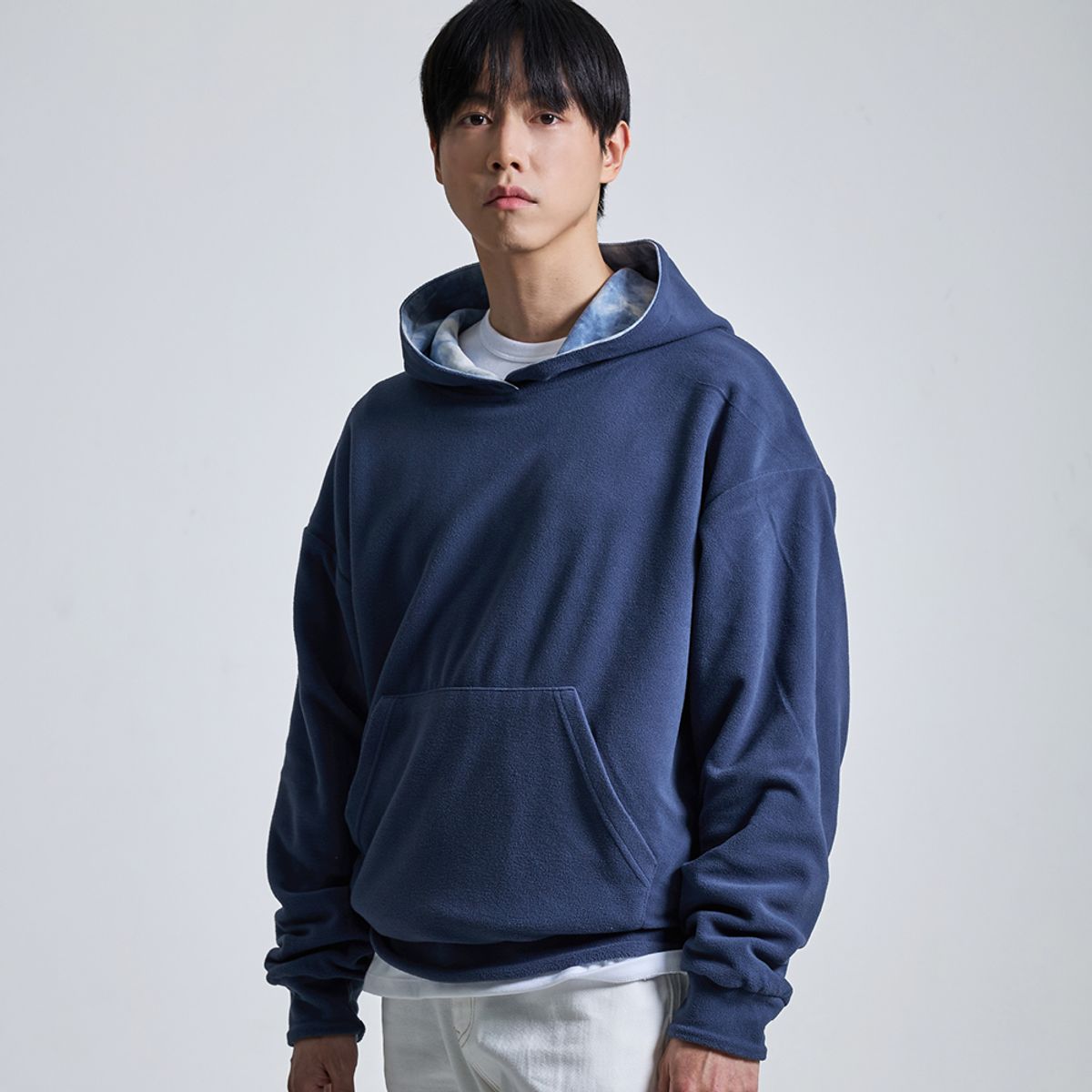 랩12(LAB12) 리버시블 빈티지 플리스 후디 (스카이+블루)