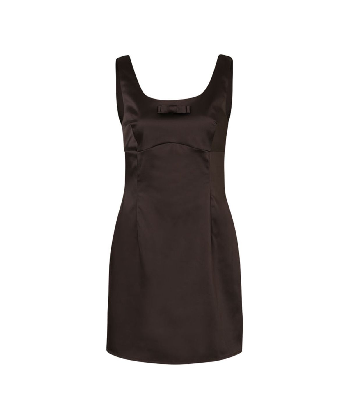 루루서울(LOULOUSEOUL) Prom Slim Satin Mini Dress (Brown)