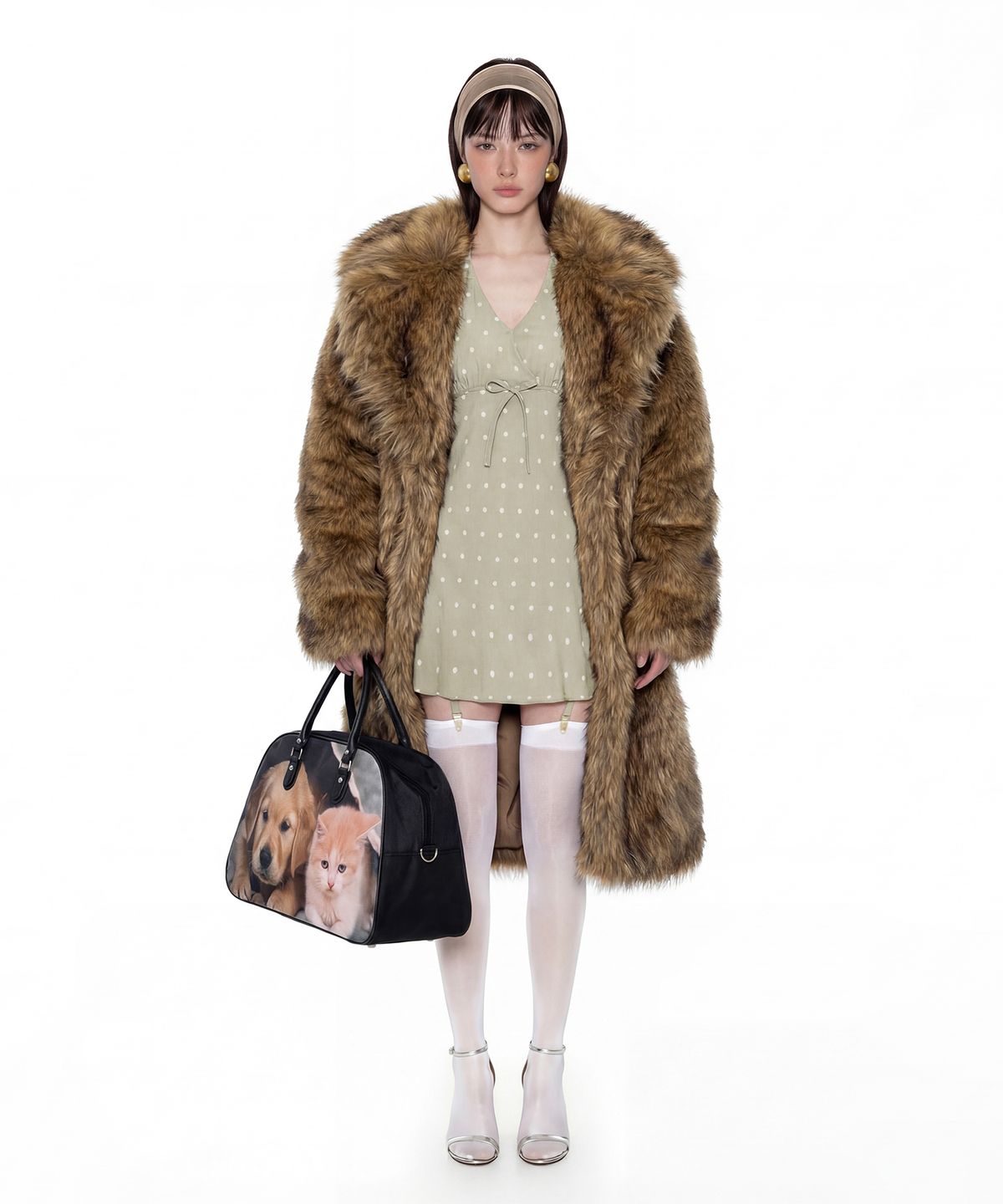 루루서울(LOULOUSEOUL) Brown Carrie Fur Jacket (Brown)