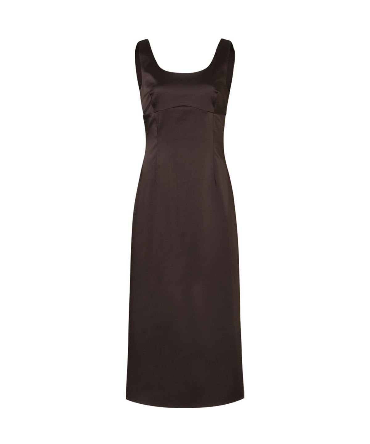 루루서울(LOULOUSEOUL) Glossy Slim Satin Long Dress (Brown)