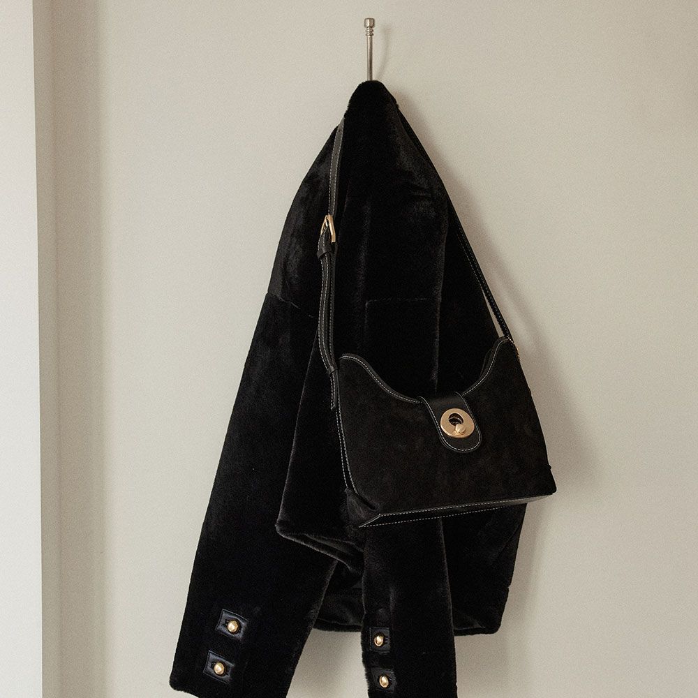 OMNIPOTENT ■ Momentum tote bag ショルダーバッグ 韓国 omnipotent》momentum tote bag suede blackトートバッグ