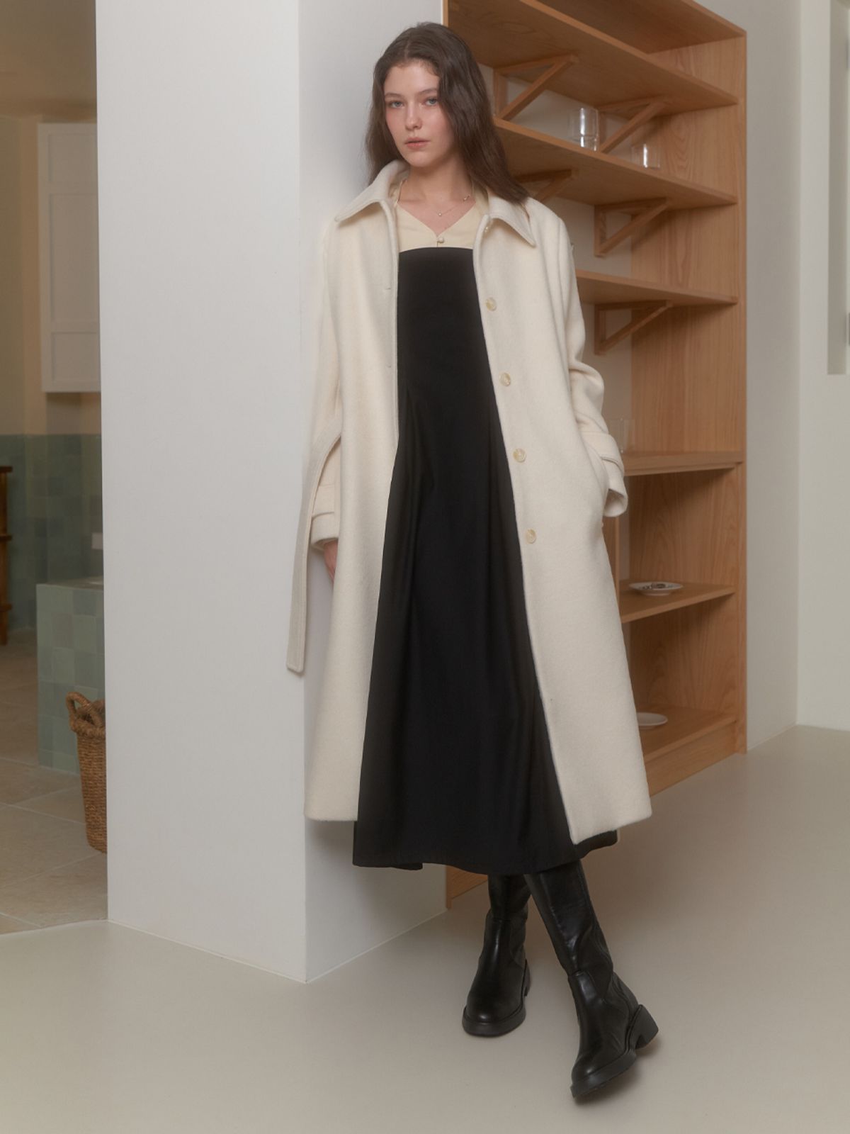 리엘(RE L) Envy single wool coat (ivory)