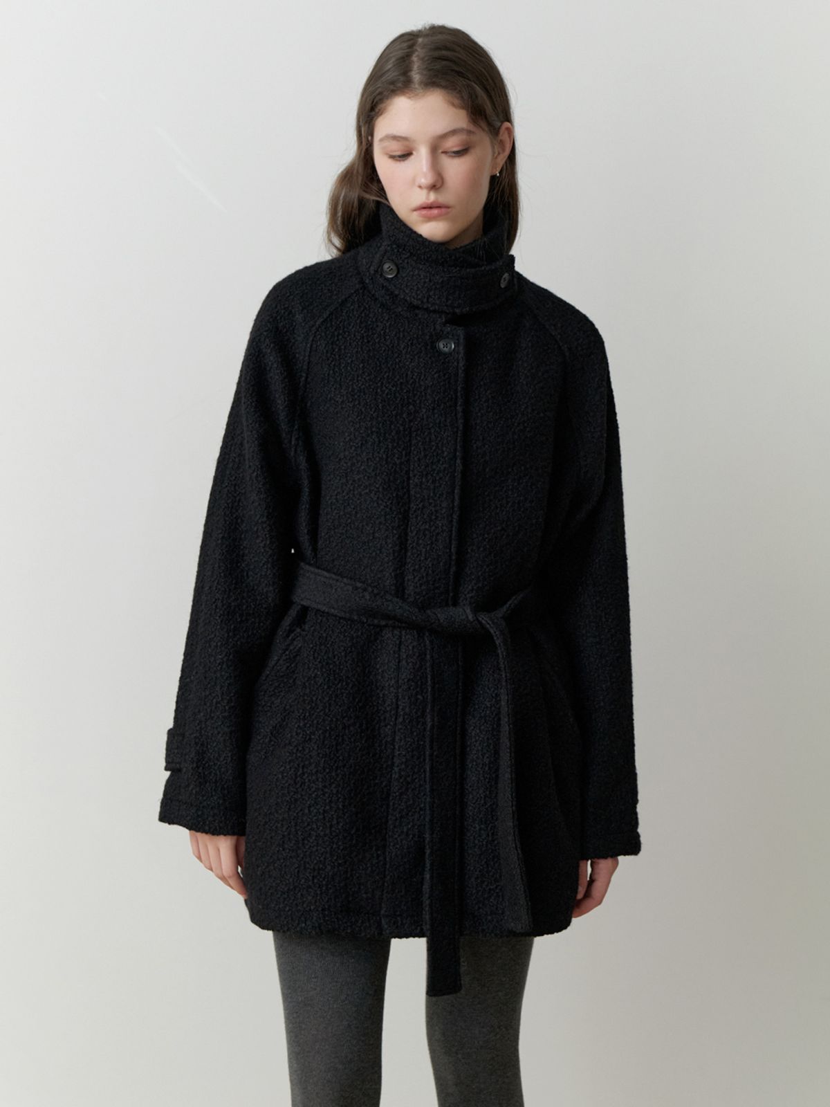 리엘(RE L) Ounce half wool coat (black)