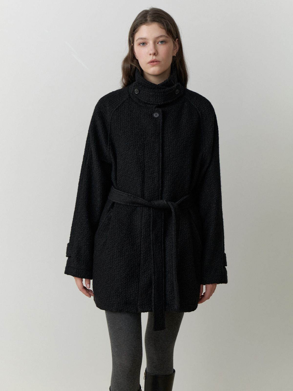 리엘(RE L) Ounce half wool coat (black)