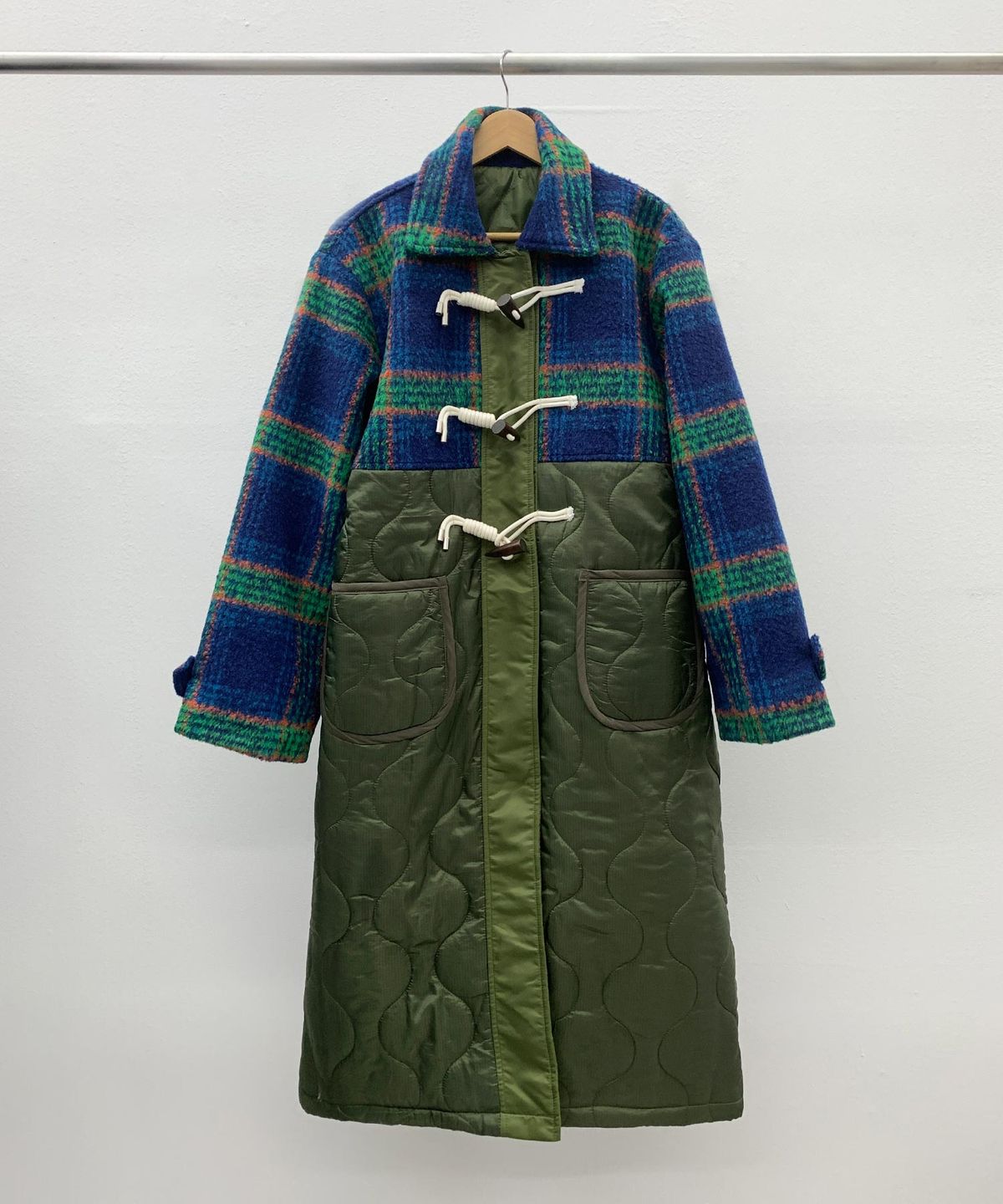 바스카라(VASCARA) Check Mixed Quilting Long Duffel Coat