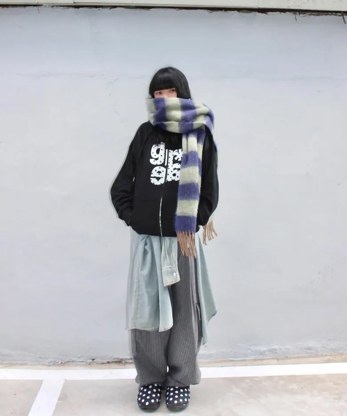 그레이버(GRAVER) [UNISEX]로고 자수 볼드 롱 머플러_19color