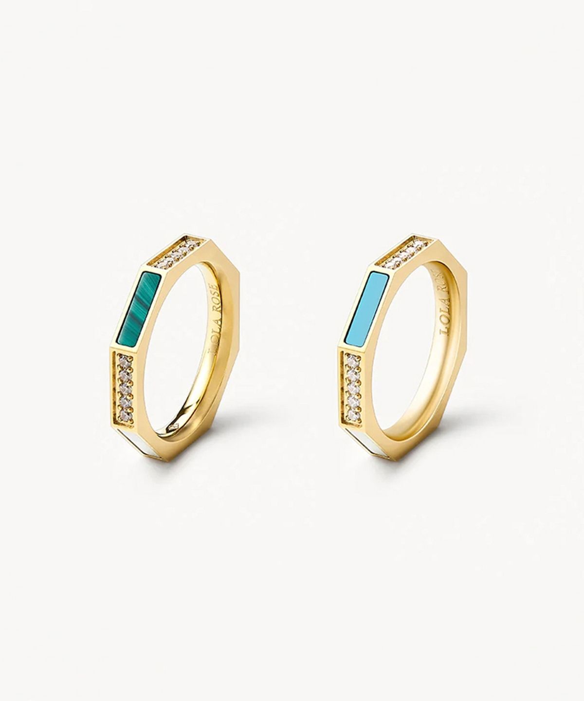 롤라로즈(LOLA ROSE) Octagon Ring 팔각형 원석 레이어드반지