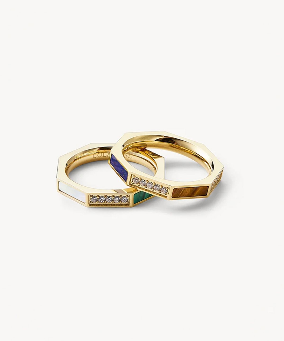 롤라로즈(LOLA ROSE) Octagon Ring 팔각형 원석 레이어드반지