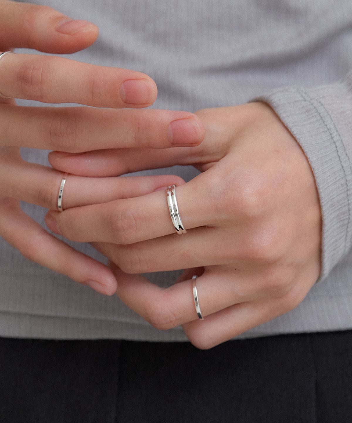 오블라(OVLA) TWO LINE MELTING RING JR003