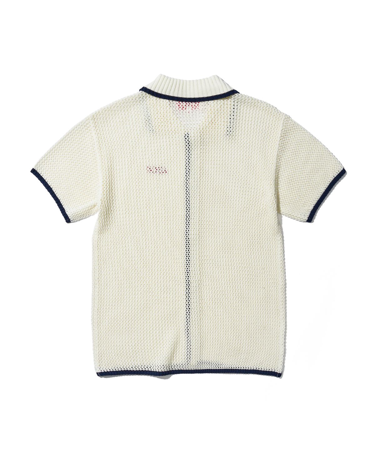에이카화이트(AECA) CROCHET COLLAR HALF SLEEVE KNIT SHIRTS-IVORY