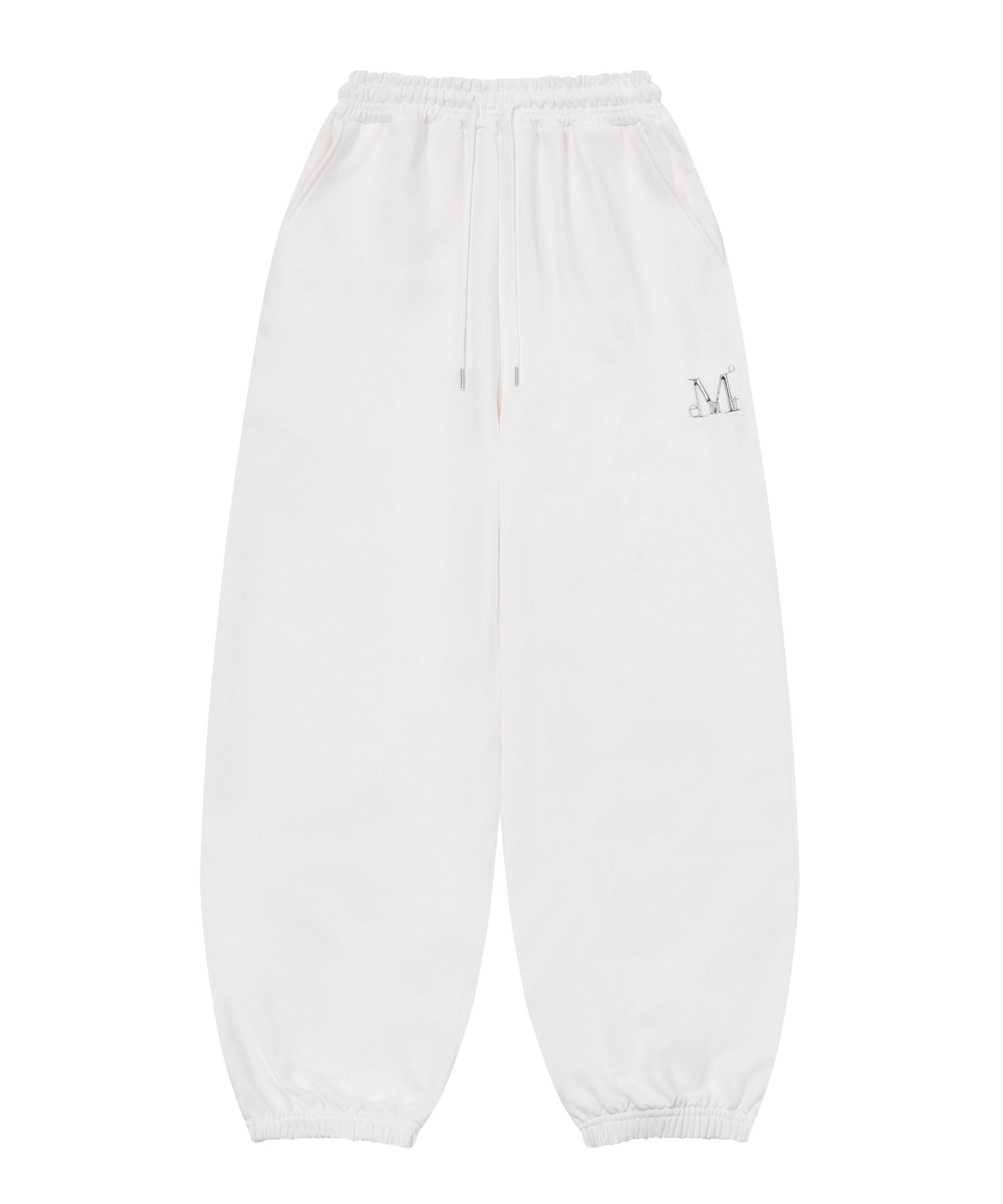 ■MUCENT■ Signature round back logo sweatpants unisex 2 col MUSINSA | MUCENT Rash Metal Logo Jogger Sweat Wide Pants (4