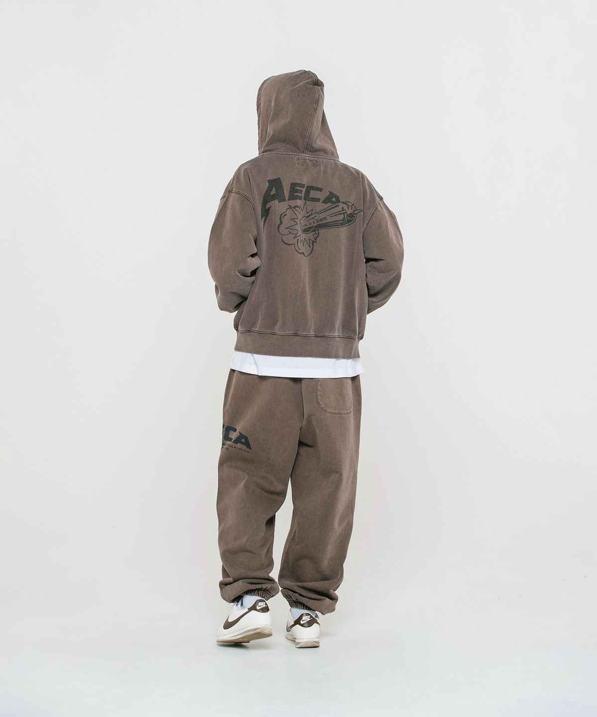 에이카화이트(AECA) AECA BOMB ZIP UP HOODIE-WASHED BROWN