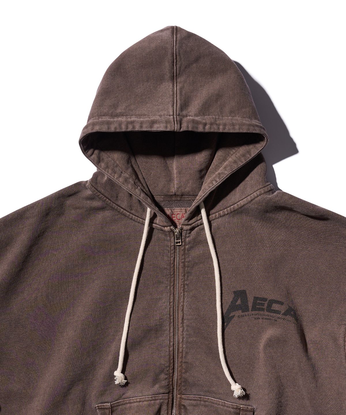 에이카화이트(AECA) AECA BOMB ZIP UP HOODIE-WASHED BROWN