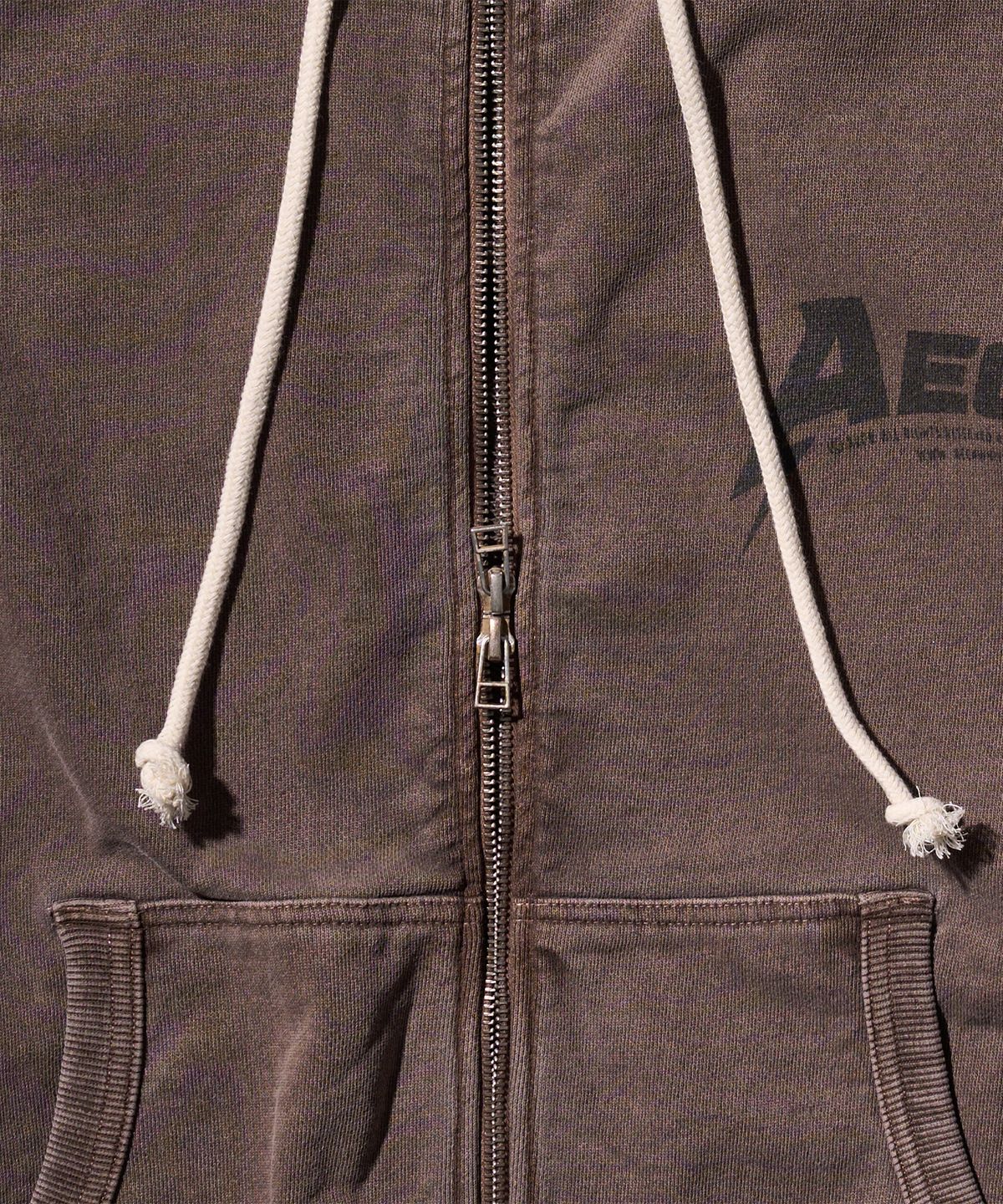 에이카화이트(AECA) AECA BOMB ZIP UP HOODIE-WASHED BROWN