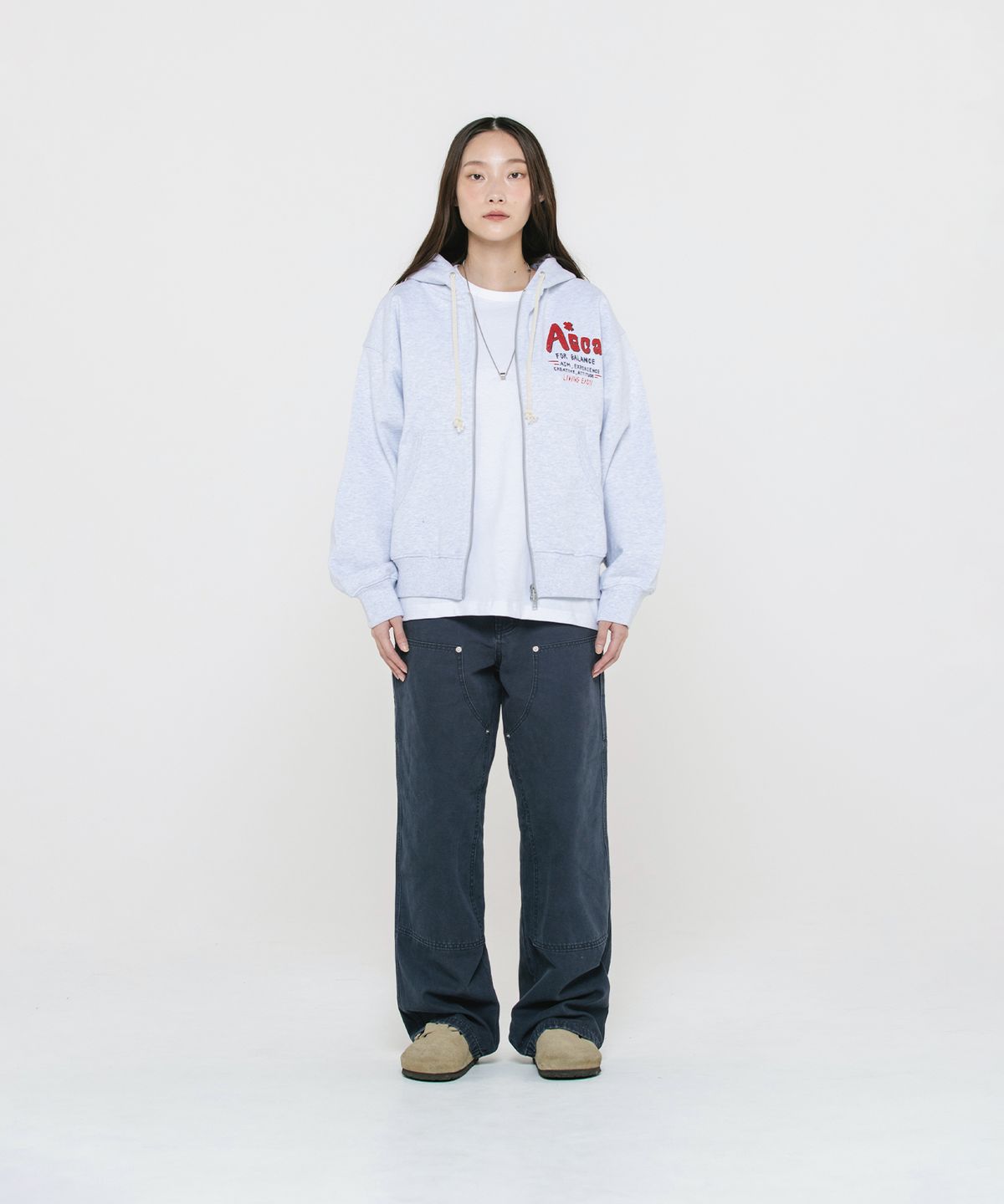 에이카화이트(AECA) CLOVER BOY SURFER ZIP UP HOODIE-LIGHT GREY