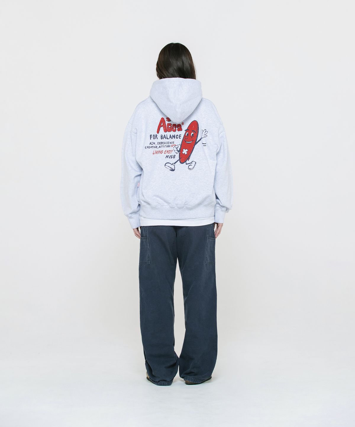 에이카화이트(AECA) CLOVER BOY SURFER ZIP UP HOODIE-LIGHT GREY
