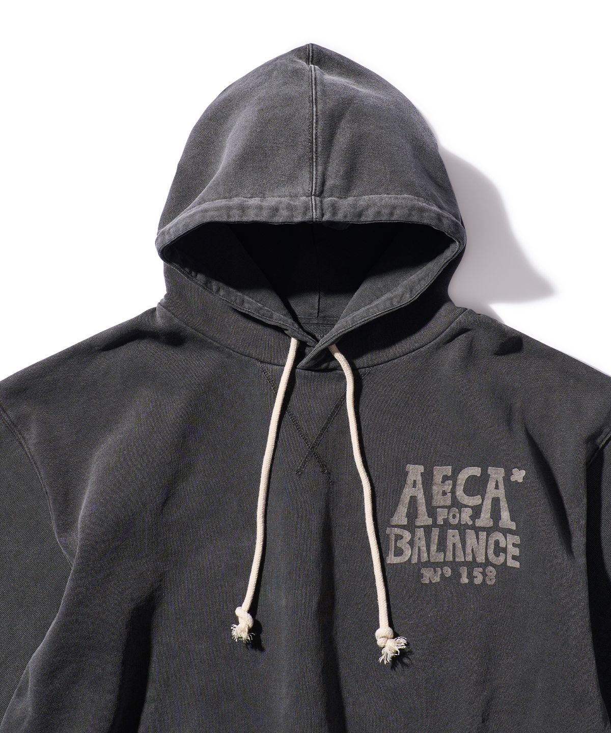 에이카화이트(AECA) AECA HAND DRAWING BALANCE HOODIE-WASHED CHARCOAL