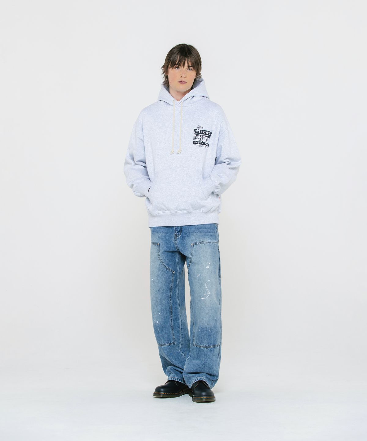 에이카화이트(AECA) AECA RECORD SHOP SWEAT HOODIE-LIGHT GREY