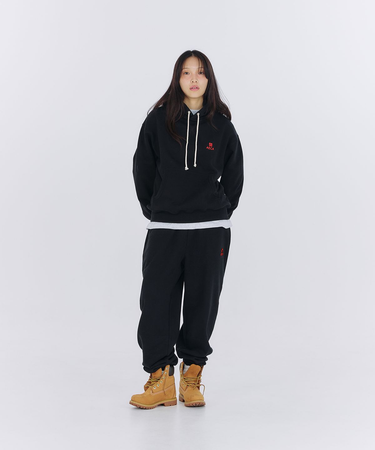 에이카화이트(AECA) EVERYDAY AECA CLOVER HOODIE-WASHED CHARCOAL