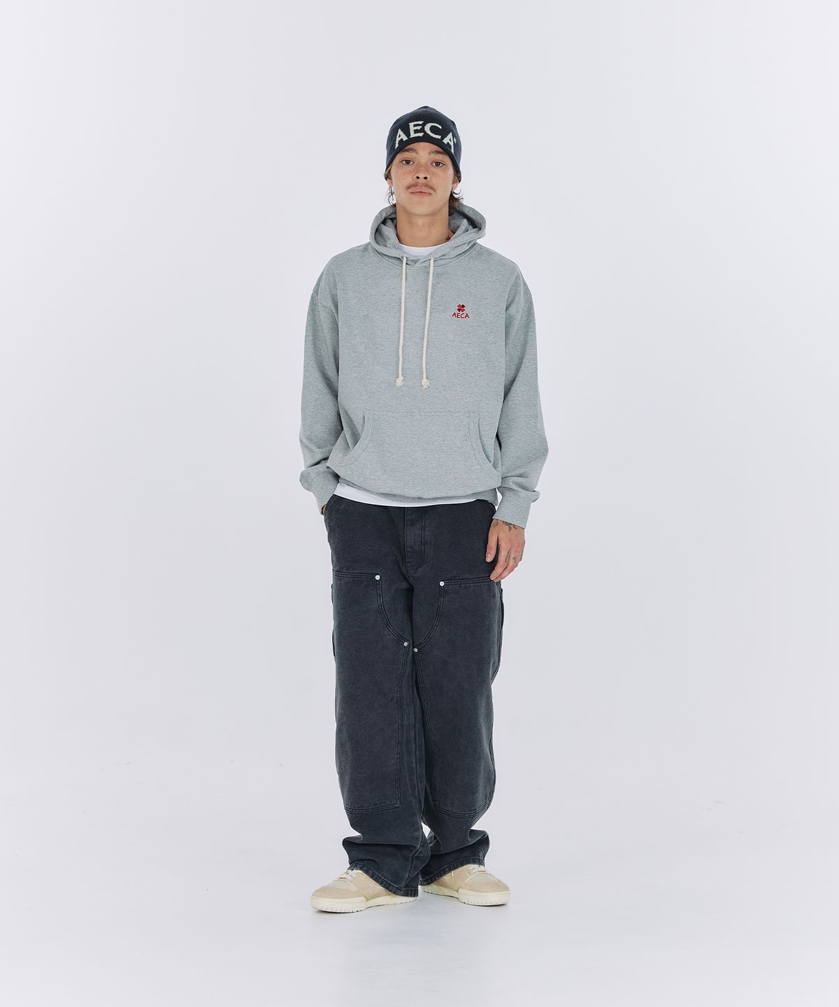 에이카화이트(AECA) EVERYDAY AECA CLOVER HOODIE-WASHED CHARCOAL