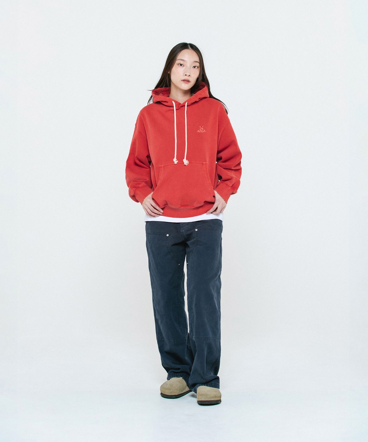 에이카화이트(AECA) EVERYDAY AECA CLOVER HOODIE-WASHED CHARCOAL
