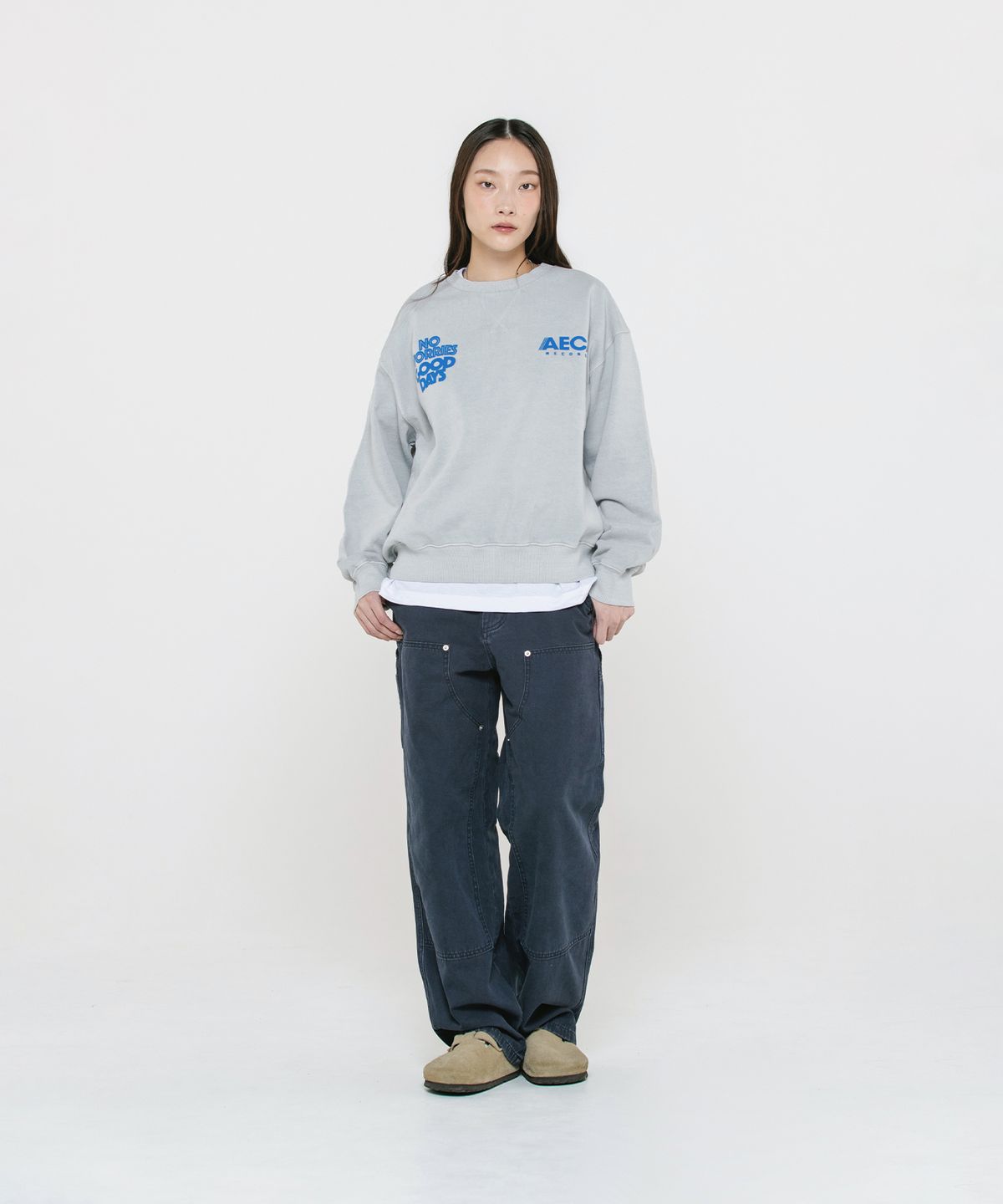 에이카화이트(AECA) AECA RECORD SHOP PHOTO SWEAT SHIRT-WASHED GREY