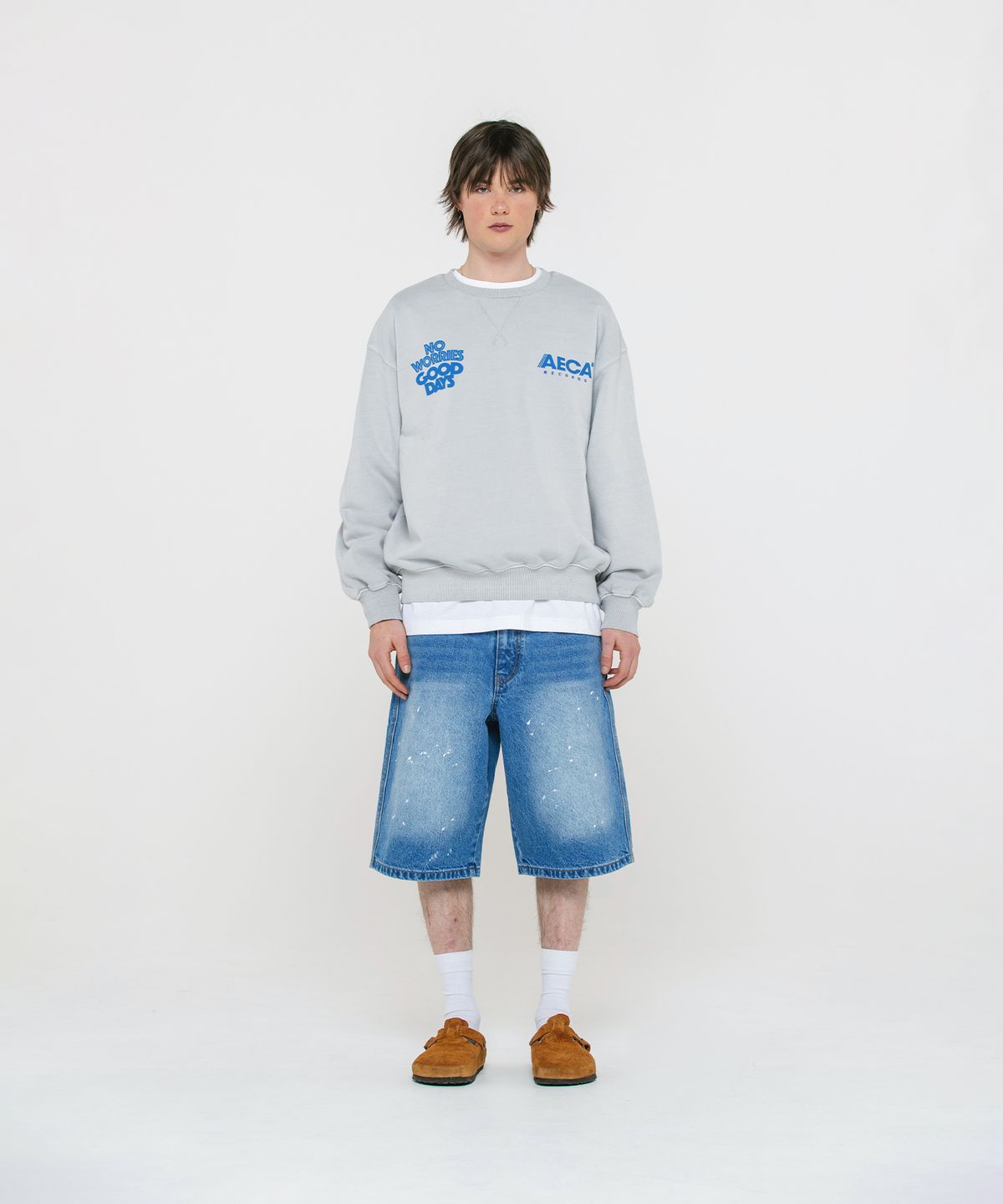 에이카화이트(AECA) AECA RECORD SHOP PHOTO SWEAT SHIRT-WASHED GREY