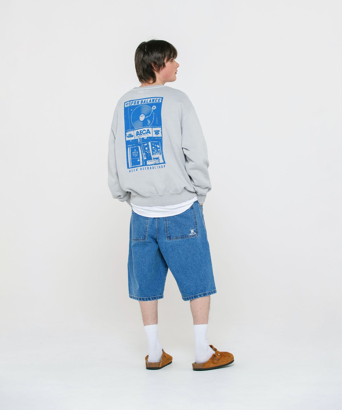 에이카화이트(AECA) AECA RECORD SHOP PHOTO SWEAT SHIRT-WASHED GREY