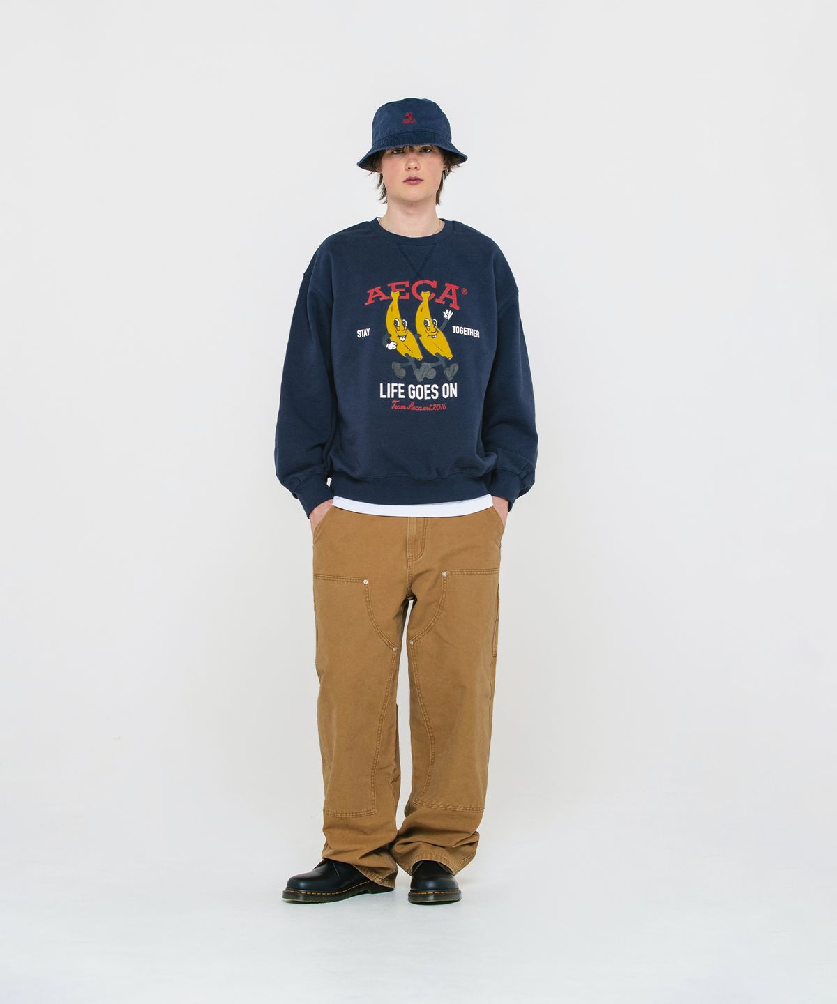 에이카화이트(AECA) STAY TOGETHER SWEAT SHIRT-NAVY