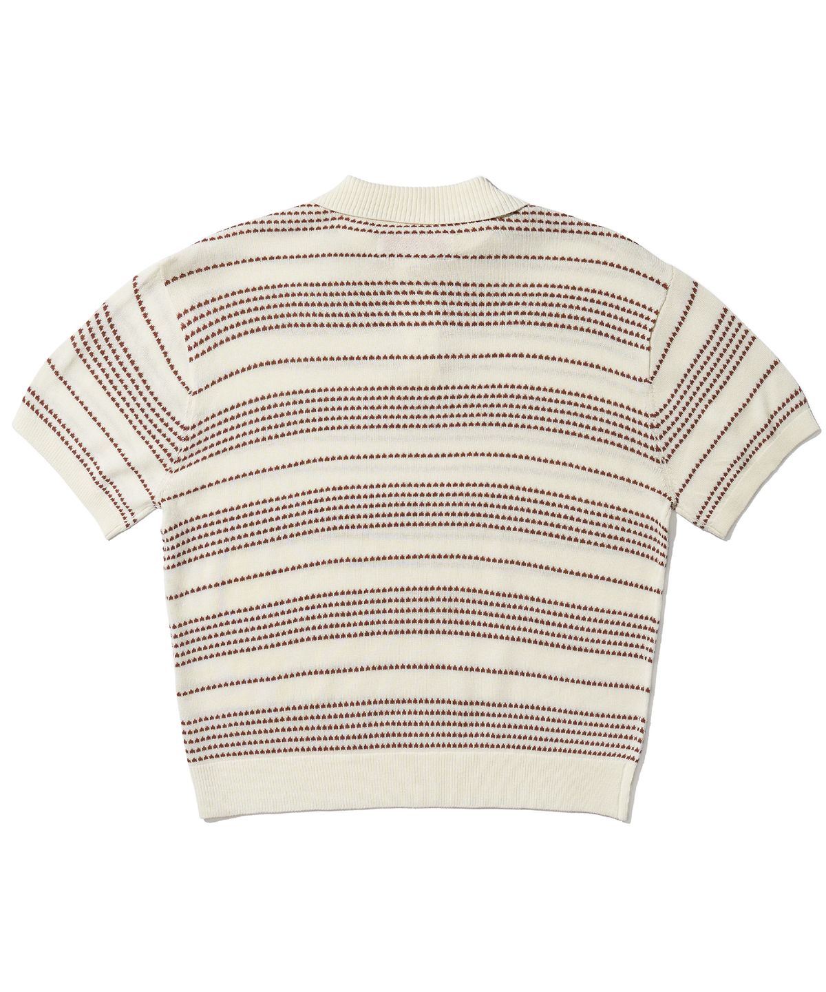 에이카화이트(AECA) STRIPE STRUCTURE COLLAR NECK HALF KNIT-WHITE/BROWN