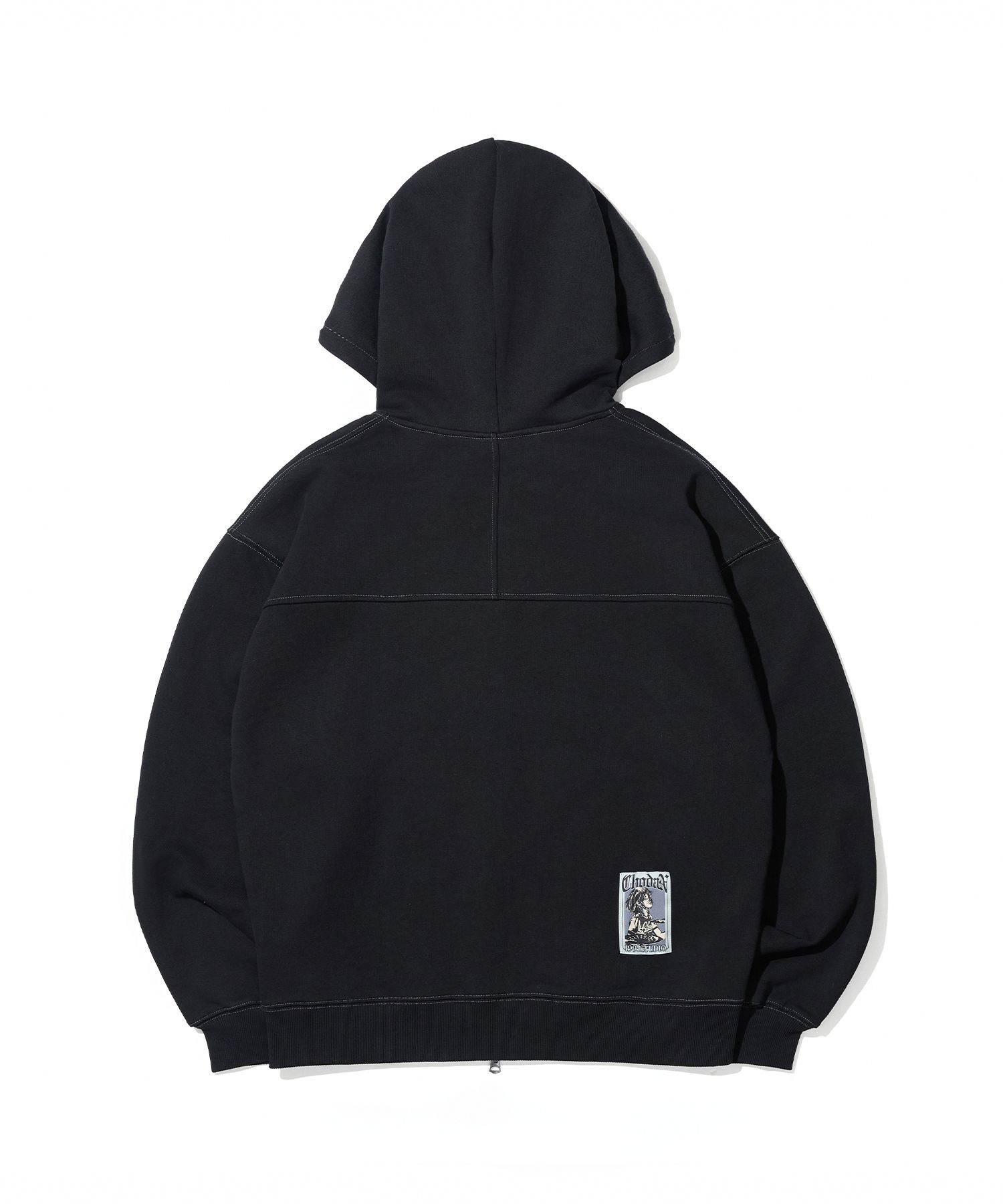 MUSINSA | 1993STUDIO Applique Graphic Hooded Zip-Up_Black