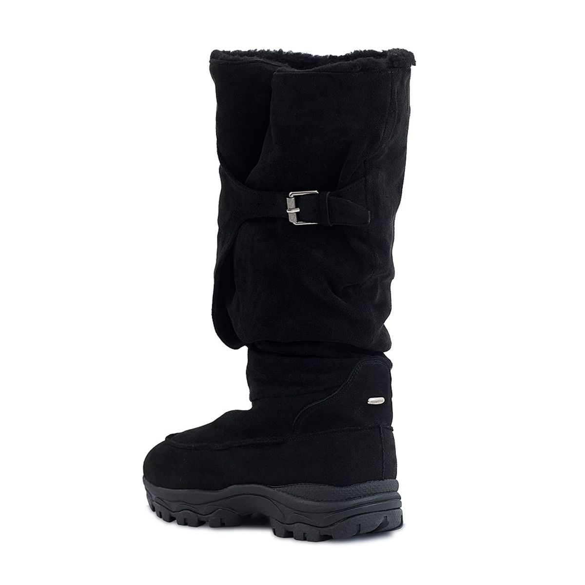 네거티브쓰리(NEGATIVETHREE) Belted Slouchy Shearling Boots_Black