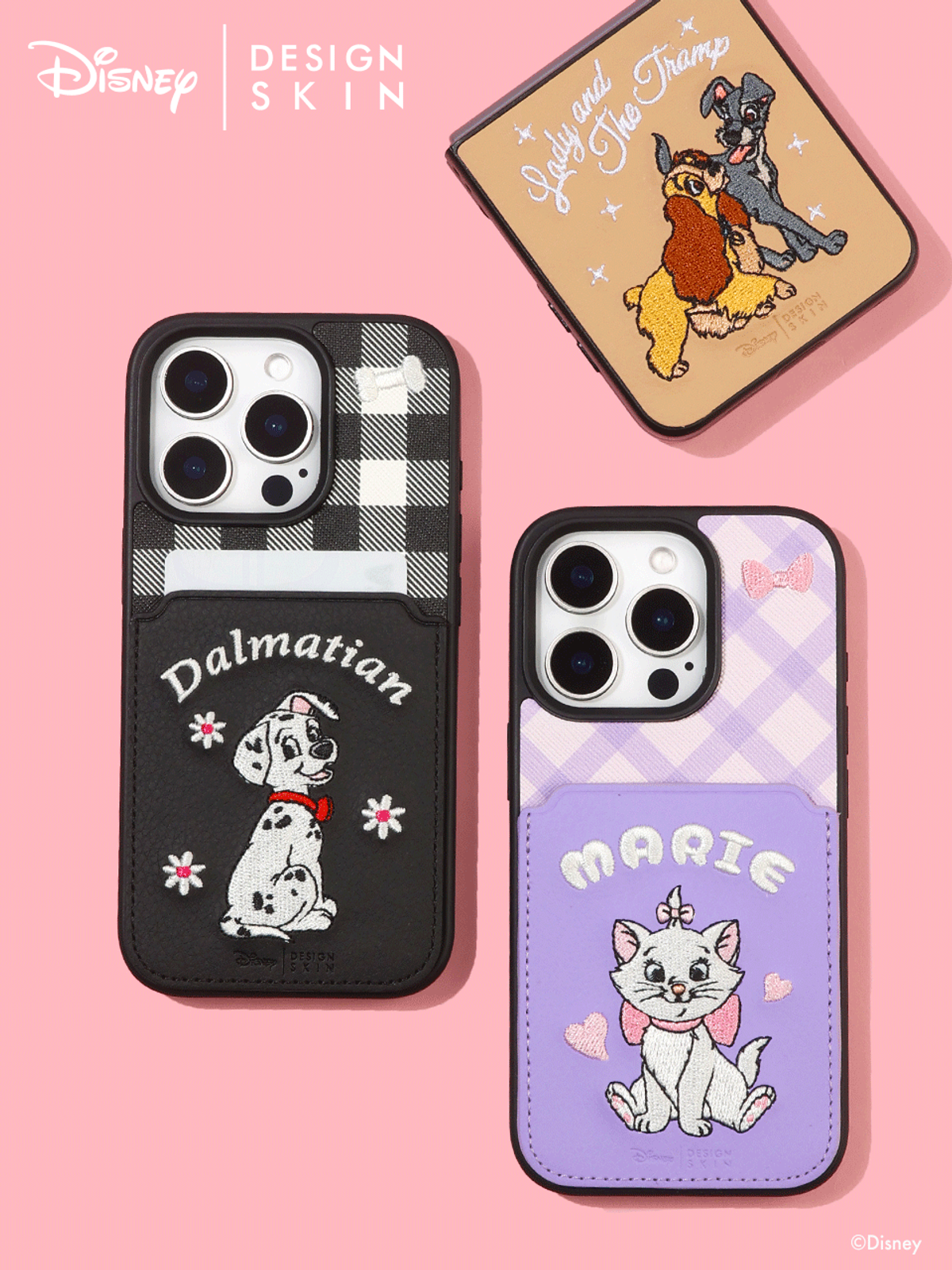 디자인스킨(DESIGNSKIN) [디즈니] 자수 포켓 케이스_캣츠앤독스-바이올렛/마리