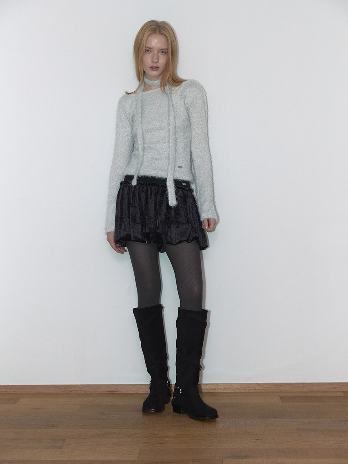 아수라(ASURA) STRING HOLE BLING T (LIGHT GREY)