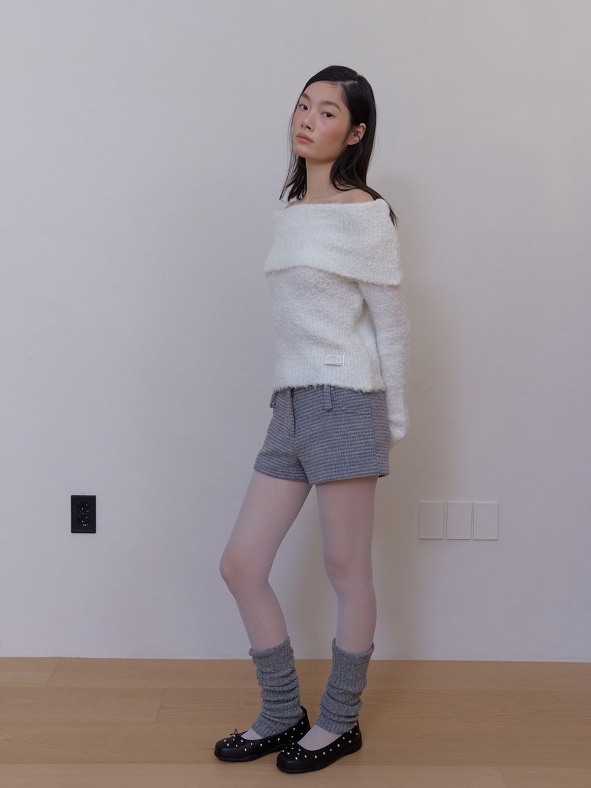 아수라(ASURA) DOUBLE BELT WOOL MICRO PANTS (GREY CHECK)